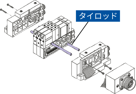 タイロッドタイプマニホールドをタイロッドおよび接合金具により連結(jié)。マニホールドのねじれに強い。